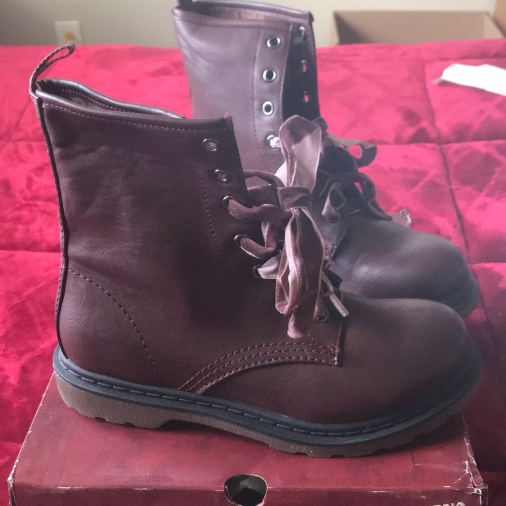 Burgundy Combat boots